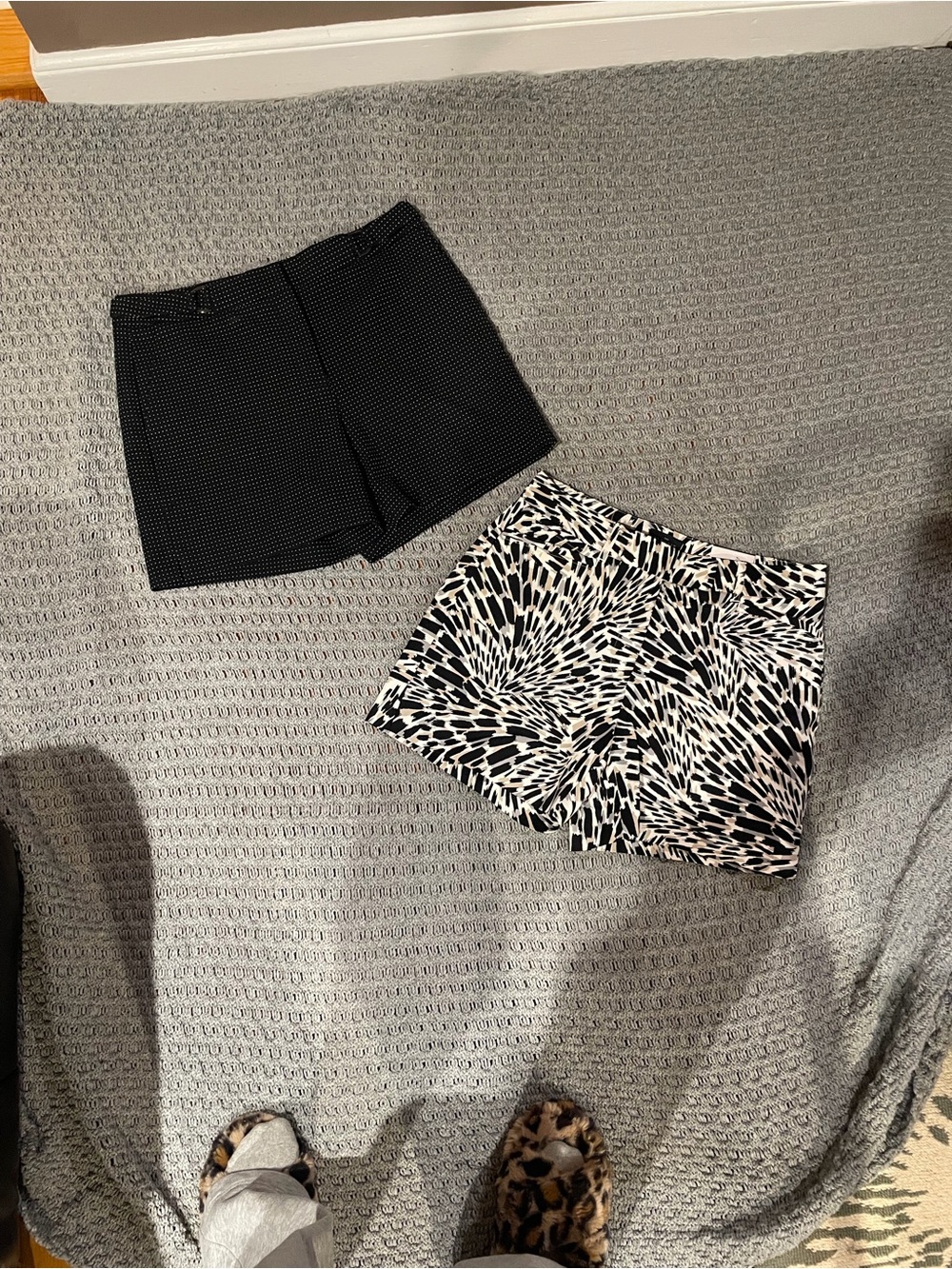 White House Black Market Black & Black-White Pattern Women's Shorts Duo